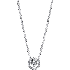 Pandora Sparkling Round Halo Pendant Collier Necklace - Silver/Transparent