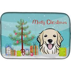Gold Dish Drainers Caroline's Treasures Christmas Tree Golden Retriever Drying Mat 14 x 21 Dish Drainer