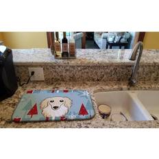 Beige Dish Drainers Caroline's Treasures Winter Holiday Longhair Crme Dachshund Drying Mat 14 x 21 in Dish Drainer