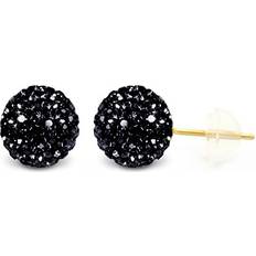 Jewelry Storage BSD Solid 14K Gold Crystal Fireball Ball Earrings With Gift Box By Sophia Lee Black Crystal Crystal 14K Gold Gold One