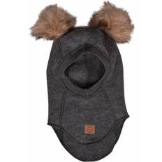 Elefanthue med pom pom Mikk-Line Wool Balaclava Pom Poms - Anthracite Melange (50036)
