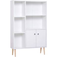 Doors Shelves Homcom Shelving Unit White Book Shelf 123cm