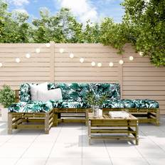 vidaXL 6 Piece Garden Impregnated Wood Pine Outdoor Lounge Set