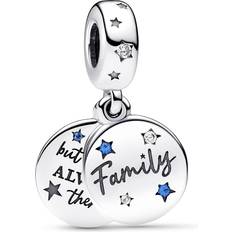 Vriendschap Sieraden Bedels en Hangers Pandora Family Love Double Dangle Charm - Silver/Blue/Transparent