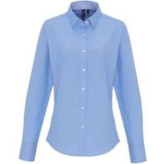 Clothing Premier XXL, Oxford Blue Womens/Ladies Striped Oxford Long-Sleeved Formal Shirt