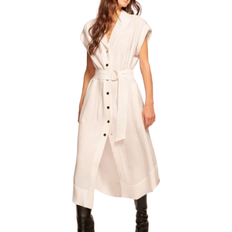 Ramy Brook Celia Belted Shirt Midi Dress - Ivory