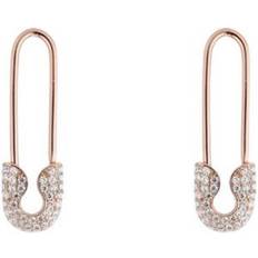 Spero London Pave Safety Pin Earring - Rose Gold/Transparent