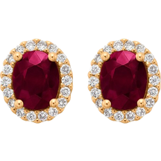 Ruby Earrings Christ Stud Earrings - Gold/Ruby/Diamonds