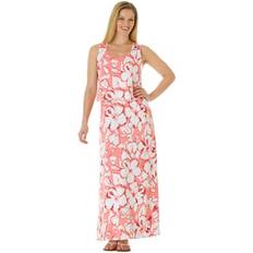 Woman Within Long Dresses Woman Within Plus Layered Popover Maxi Dress in Light Ruby Floral Size 1X