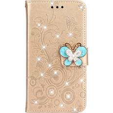 Huawei P30 Pro Wallet Cases Keshen Diamond Encrusted Butterflies Love Flowers Pattern Horizontal Flip Leather Case for Huawei P30 Pro with Holder & Card Slots & Wallet & LanyardButte