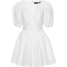 ROTATE Birger Christensen Puff Sleeve Mini Kjole Bright White