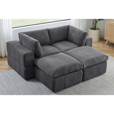 Ebern Designs "Gray/Black Sectional Laurynn 79"" Sleeper Sofa