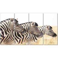 Framed Art Design Art Zebras in A Row in Grassland - African Wall Print Framed Art