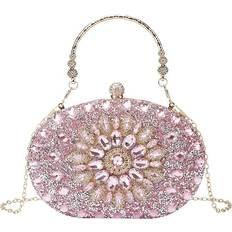 Pink Clutches Tianfu Evening Clutch Purse Rhinestone Clutch Purses for Women,Party Pearl Purses for Women Evening Weddings Pink