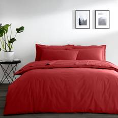 Dunelm Pure Cotton Plain Dye Duvet Cover Red (200x200cm)