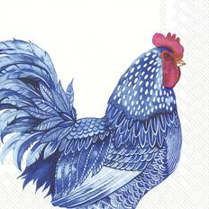 Blue Paper Napkins Ihr blue plumage cocktail-servietten papier 3 lagig hahn vogel 25 x 25 cm Blau