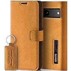 Surazo SURAZO Premium Handyhülle für Google Pixel 7A 5G Hülle Leder – Klappbare Echtleder Schutzhülle [mit Magnet, Kartenfach, RFID Schutz, Keyring] Flip Klapphülle Wallet Case Cover Lederhülle Camel