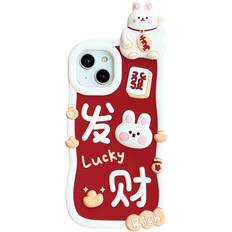 Mobile Phone Accessories Tianfu Phone Cases Apply to iPhone 14,Cute Cartoon Lucky Bunny Phone Case 3D for Phone Case Soft Silicone Money Rabbit Shockproof Protective Cover Girls