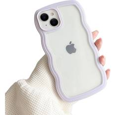 Mobile Phone Accessories Tianci Compatible with iPhone 15 Case,Transparent Cute Curly Simple Wave Case Aesthetic Design Bumper for Girls Women Soft TPU Protective PhoneCase -Purple