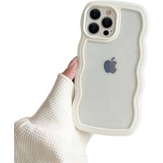 Mobile Phone Accessories Tianci Compatible with iPhone 15 Pro Max Case,Transparent Cute Curly Simple Wave Case Aesthetic Design Bumper for Girls Women Soft TPU Protective -White