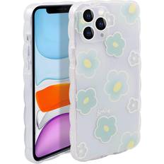 Mobile Phone Accessories Tianfu Case for iPhone 11 Pro, Soft TPU Bumper Cute Print Pattern Design Women Girls Protective Phone Cover Case for iPhone 11 Pro 5.8 inch Green Flower Clear