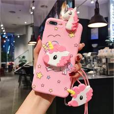 Mobile Phone Accessories Tianfu Unicorn Case for iPhone 14PRO 3D Cartoon Design Cute Elastic Kickstand Protective Case, Phone Case with String Rope, Kawaii Fashion