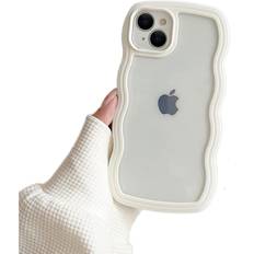 Mobile Phone Accessories Tianci Compatible with iPhone 15 Case,Transparent Cute Curly Simple Wave Case Aesthetic Design Bumper for Girls Women Soft TPU Protective Phone Case -White