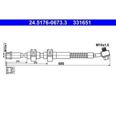 Fordonsdelar ATE 24.5176-0673.3 Bromsslang 685 M10x1 Astra
