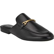 Calvin Klein Women's Sidoll Almond Toe Slip-On Casual Loafers Black Leather