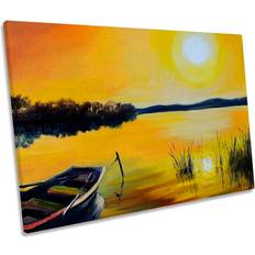 Longshore Tides Lake Boat Landscape Framed Art