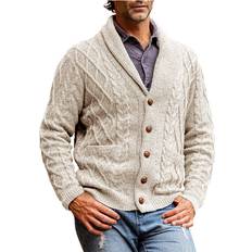 Men's Jacket Solid V-neck Long Sleeve Knitted Cardigan Coat Autumn Male Twisted Sweater Outerwear Ropa De Hombre Multicoloured One
