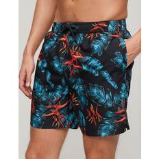 Men Swimming Trunks Superdry Herren 17" Badeshorts aus Recyceltem Material mit Hawaii-Print Marineblau Größe: Marineblau