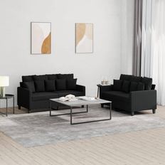 Gråa - Soffgrupper Soffor vidaXL Soffgrupp Med Dynor 2 Delar Svart Tyg Soffa