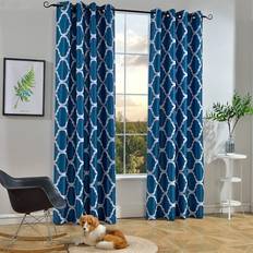 Moroccan Fashion Room Darkening Blackout Grommet Top Curtains 52 by 63 Inch