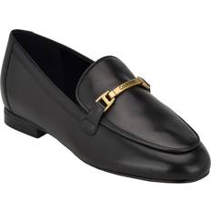 Calvin Klein Women's Sommiya Almond Toe Casual Slip-On Loafers Black Leather