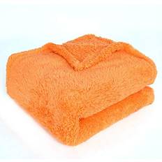 Orange Blankets EHC Teddy Fleece Super Soft Warm Fluffy Blankets Orange