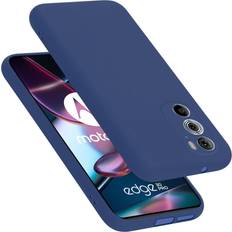 Cadorabo TPU Liquid Silicone Case Hülle für Motorola EDGE 30 PRO EDGE Motorola Edge 30 Pro, Motorola Edge Smartphone Hülle, Blau