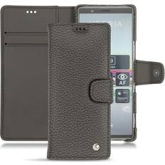 Noreve Lederschutzhülle Wallet Sony Xperia 5 Smartphone Hülle, Grau