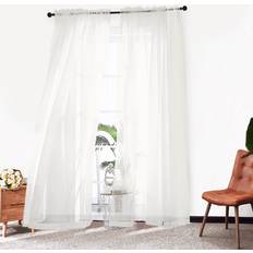 Chyhomenyc Ivory Sheer Curtains 96 Inch Length 2 Panels Elegant Light Filtering Voile Window Treatment Drapes 42W x 96L