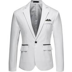 Men Slim Fit Office Blazer Jacket Solid Mens Suit Jacket Wedding Dress Coat Casual Business Male Suit Coat Multicoloured One