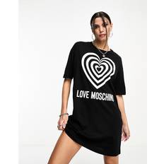 Love Moschino Bekleidung Love Moschino Sort T-shirtkjole med hjertelogo-Black