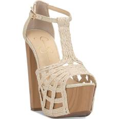 Delei Platform Sandal Women's Off White Sandals Stiletto T-Strap