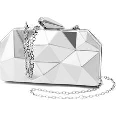 Cotton - Women Clutches Tianfu Women Lattice Pattern Metal Evening Clutch Bag,Geometric Evening Clutch Purse Handbag Wedding Party Prom Formal Silver