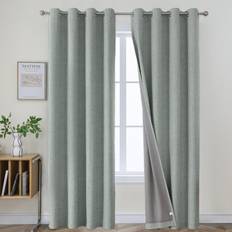Joydeco Sage Green Linen Blackout Curtains Set