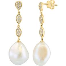 Effy Drop Earrings - Gold/Diamonds/Pearls