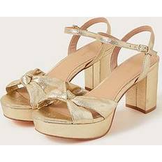 Nylon Heeled Sandals Monsoon Metallic Twist Knot Platform Heel Sandals, Gold