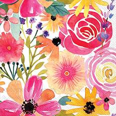 Florals Paper Napkins Boston International IHR 3-Ply Paper Napkins, 20-Count Cocktail Size, Floral Frenzy