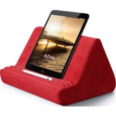 Mobile Device Holders Transplant Soft Tablet Stand Pillow with Pocket,Tablet Cushion Stand,Adjustable 3 Viewing Angle,Lazy Holder Stand for Bed Sofa,Compatible with iPads Tablets eReaders Smartphones Books Magazines Wine Red