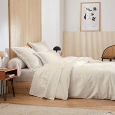 Blanc - Coton Satiné Housses de couette Linnea Parure Lit Satin De Coton Grand Hôtel Taie 50x70 cm - Blanc/Beige Housse de couette Blanc (200x140cm)