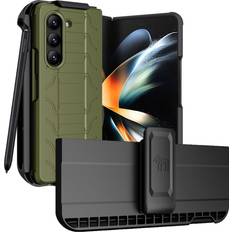 Mobile Phone Cases Nakedcellphone Hybrid Case and Belt Clip with S Pen Holder for Samsung Galaxy Z Fold 5 Olive